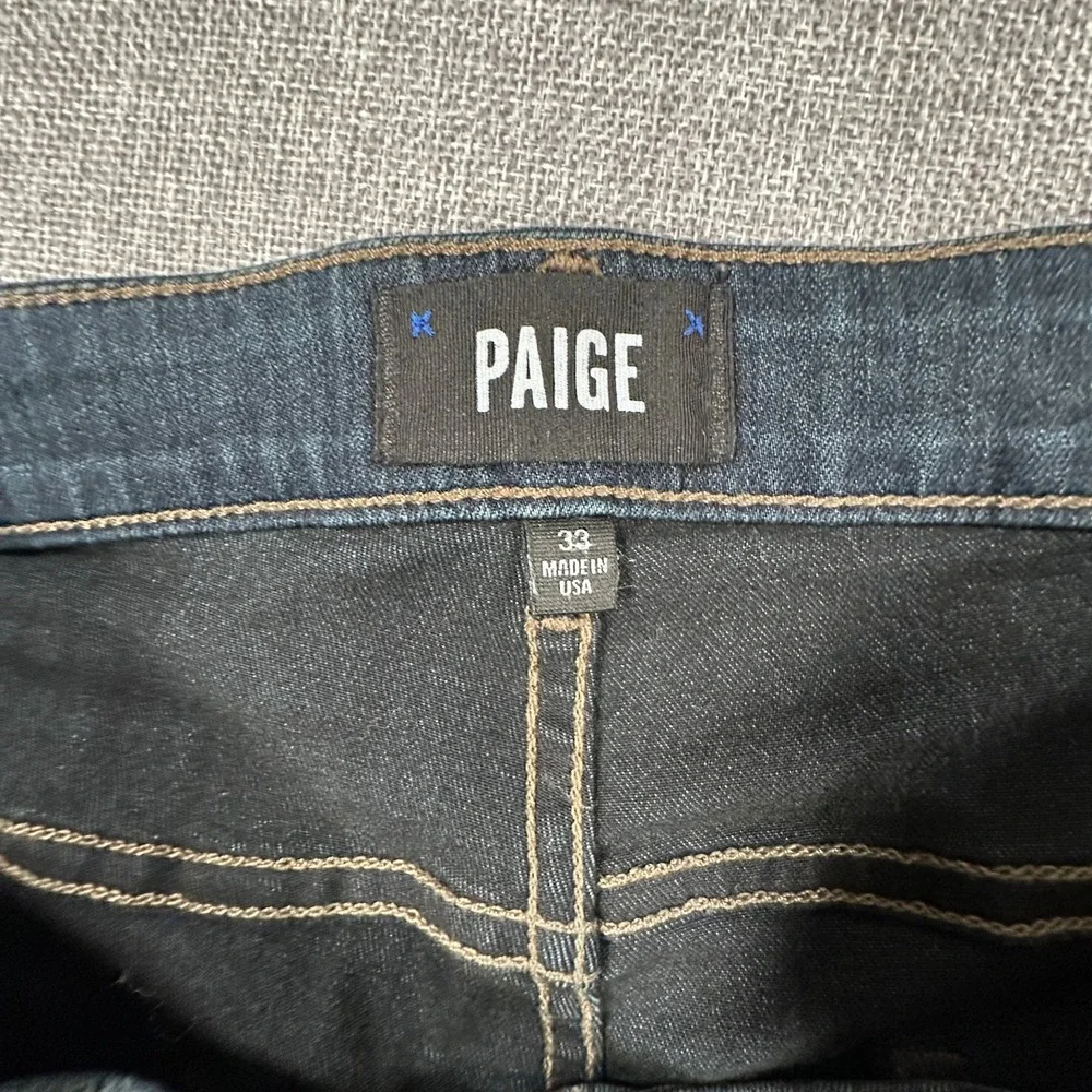 Paige Federal Slim Straight Jeans Mens 33x34 Cellar Indigo Stretch Made in USA